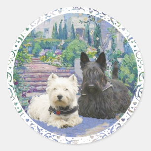 Adesivo Scottie & Westie no Jardim Aconchegante