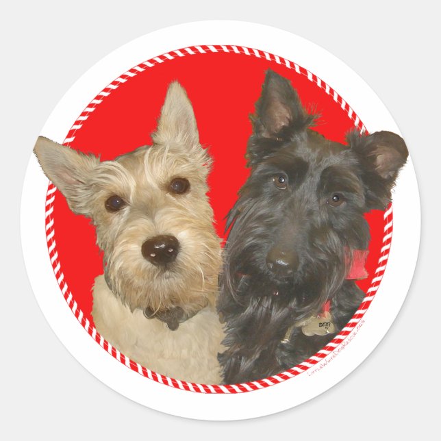 Adesivo Scotties Trigo e Preto de Natal (Frente)