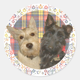 Adesivo Scotties Trigo e Preto em Tartan