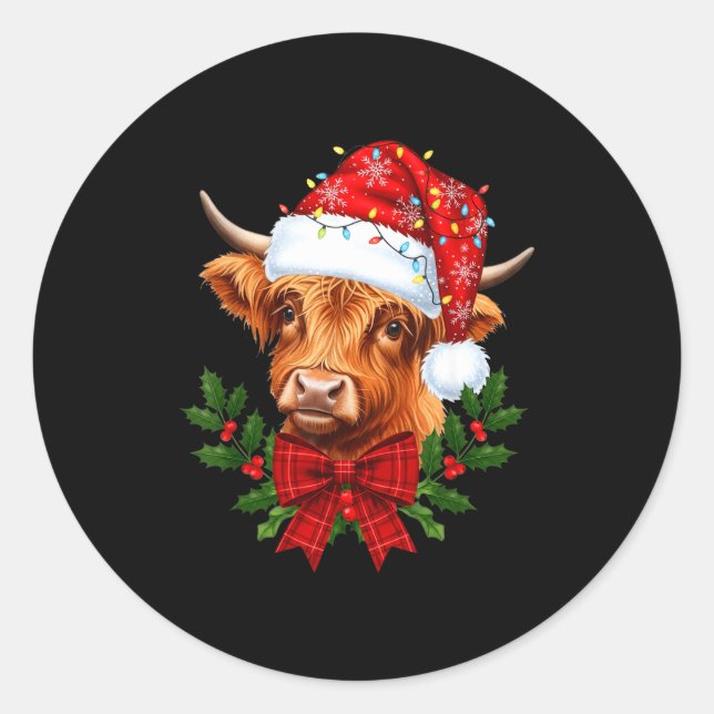 Adesivo Scottish Highland Cow Christmas Funny Cow Lover Xm (Frente)