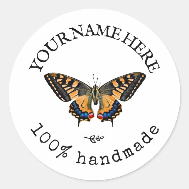 Adesivo Scrapbook de borboleta de texto em círculo persona (Frente)