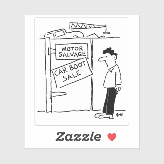 Adesivo Scrapyard Tem Cartoon De Arranque De Carro. (Folha)