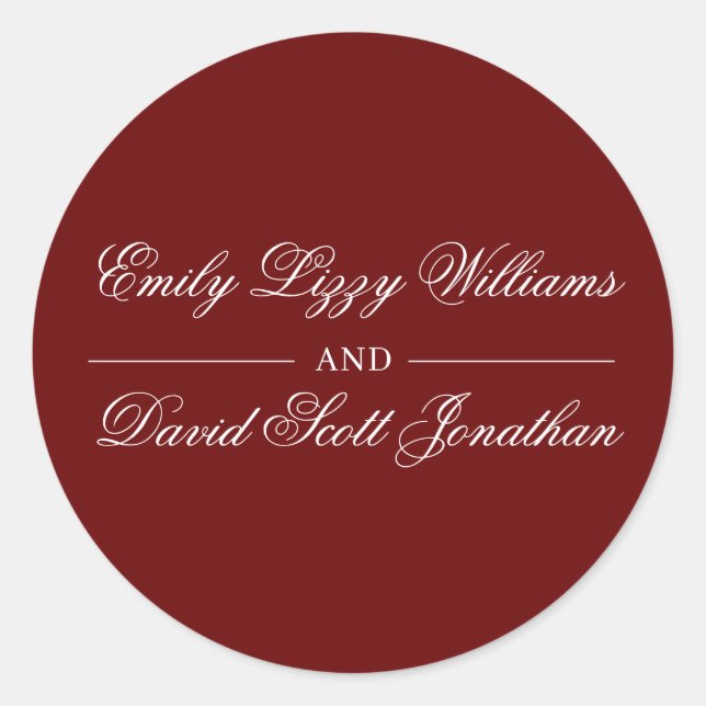 Adesivo Script Clássico de Caligrafia Vermelha Crimson (Frente)