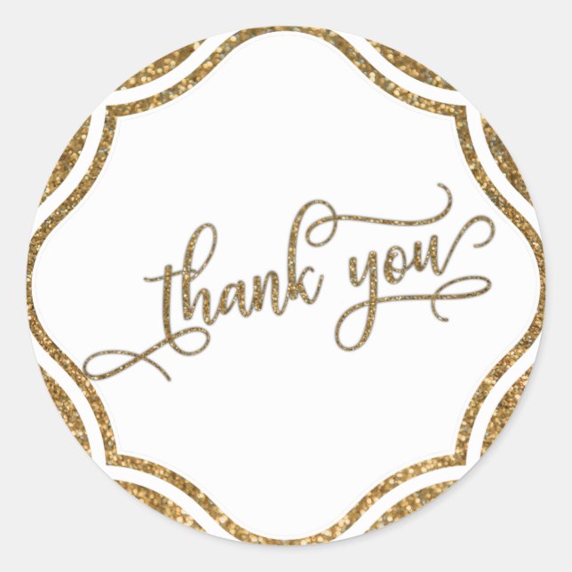 Adesivo Script de Agradecimento, Brilho Dourado e Distinti (Frente)