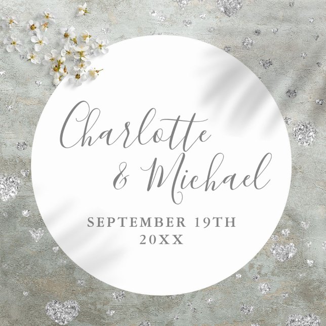 Adesivo Script de Assinatura Elegante (Elegant Signature Script Classic Round Sticker)