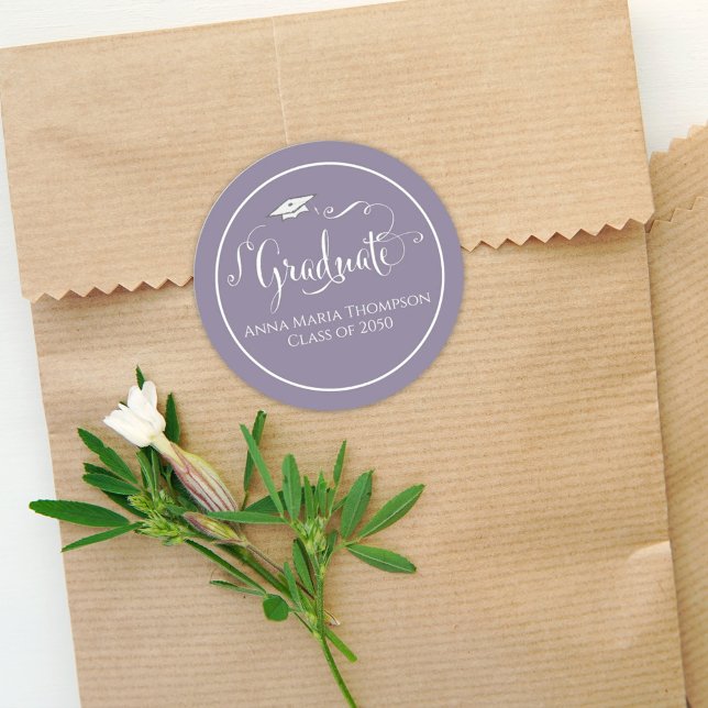 Adesivo Script de Caligrafia de Graduação Simples Bonito R (Criador carregado)