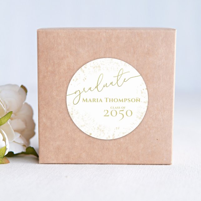 Adesivo Script de Caligrafia Dourada Simples do formando (Criador carregado)