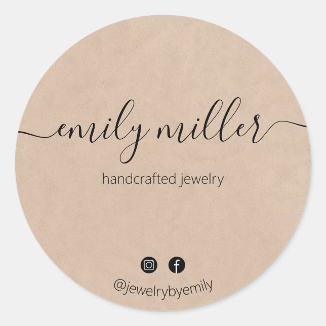 Adesivo Script de Caligrafia Elegante Rustico Personalizad (Frente)