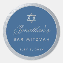 Adesivo Script de Cinza bar Mitzvah Classic Blue Faux Silv