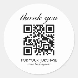 Adesivo Script de código QR de agradecimento minimalista