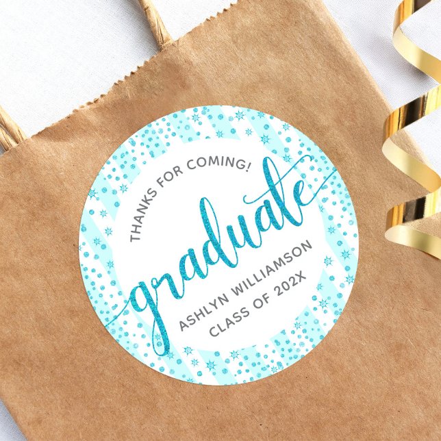 Adesivo Script de Confetti Glitter Azul Turquoise de Gradu (Criador carregado)