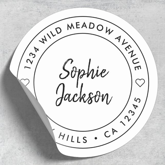 Adesivo Script de Coração Moderno | Endereço para devoluçã (Criador carregado)