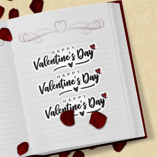 Adesivo Script de Coração Vermelho Escrito em feliz dia de