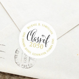 Adesivo Script de Endereço de Regresso Preto e Dourado de 