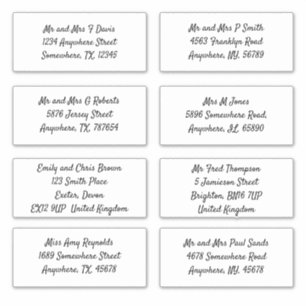 Adesivo Script de Endereço do Nome do Destinatário Indiv