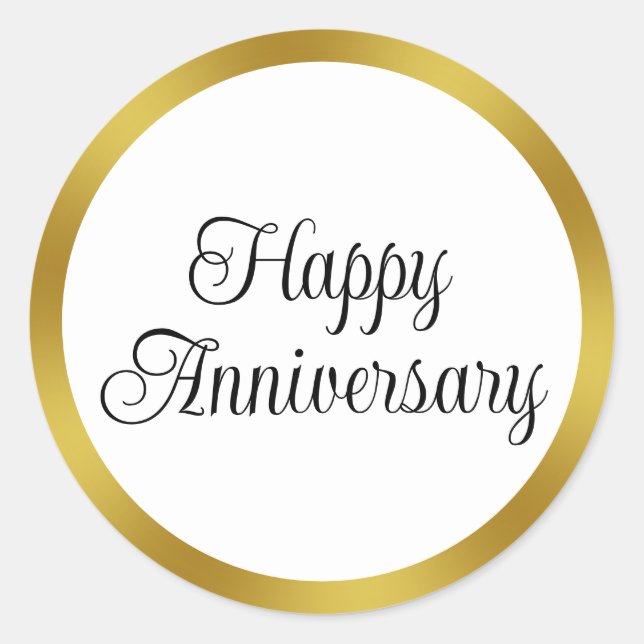 Adesivo Script de Feliz Aniversário Preto Branco Dourado E (Frente)