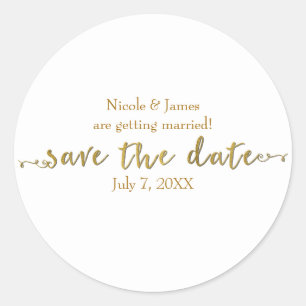 Adesivo Script de Gold Save the Date Personalizado