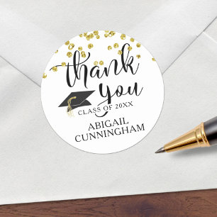 Adesivo Script de Graduação Dourado Confetti OBRIGADO
