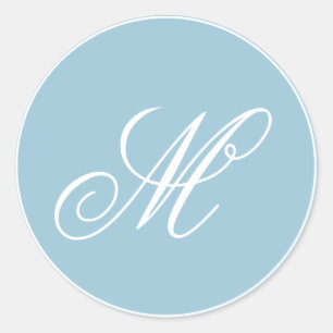 Adesivo Script de Monograma Azul e Branco