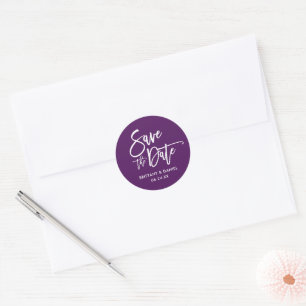 Adesivo Script De Pincel Salvar A Data Roxo Envelope Selos