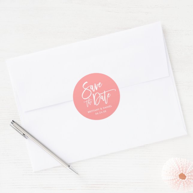 Adesivo Script De Pincel Salvar Os Selos De Envelope Rosa  (Envelope)