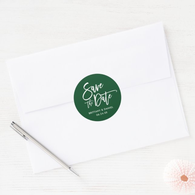 Adesivo Script De Pincel Salvar Os Selos De Envelope Verde (Envelope)