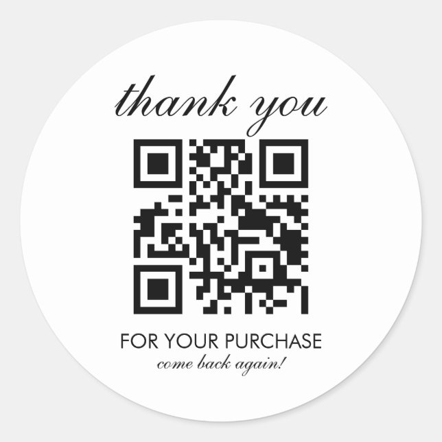 Adesivo Script de QR Code Minimalista de Agradecimento (Frente)