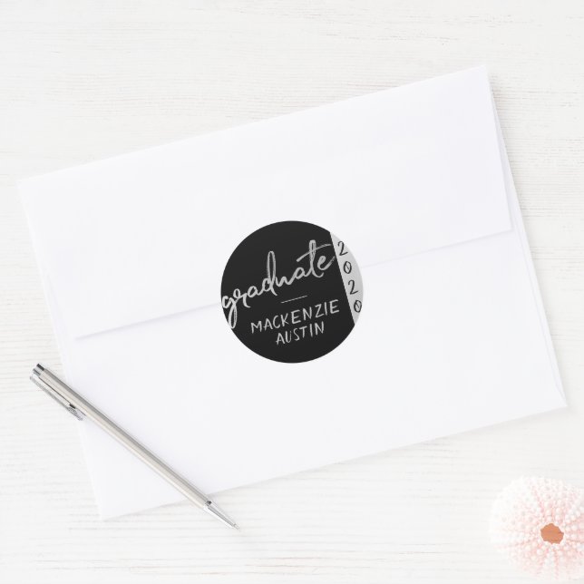 Adesivo Script do Formando Silver | Trendy Faux Metálico (Envelope)