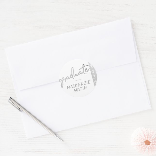 Adesivo Script do Formando Silver | Trendy Faux Metálico (Envelope)