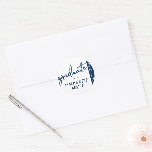 Adesivo Script do Marinho do formando | Escova Azul Escura (Envelope)