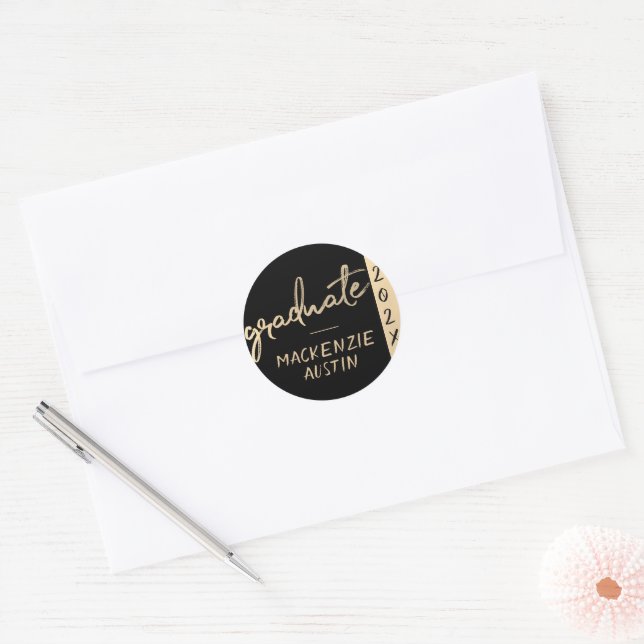 Adesivo Script Dourado do formando | Pincel Clássica com A (Envelope)
