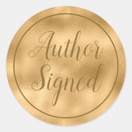 Adesivo Script Elegante Assinado pelo Autor Dourado
