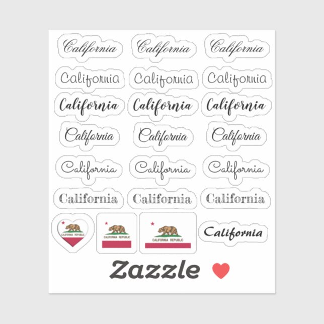 Adesivo Script elegante California & Flag USA /name Set (Folha)
