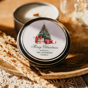 Adesivo Script Elegante de Árvore de Natal de Aquarela