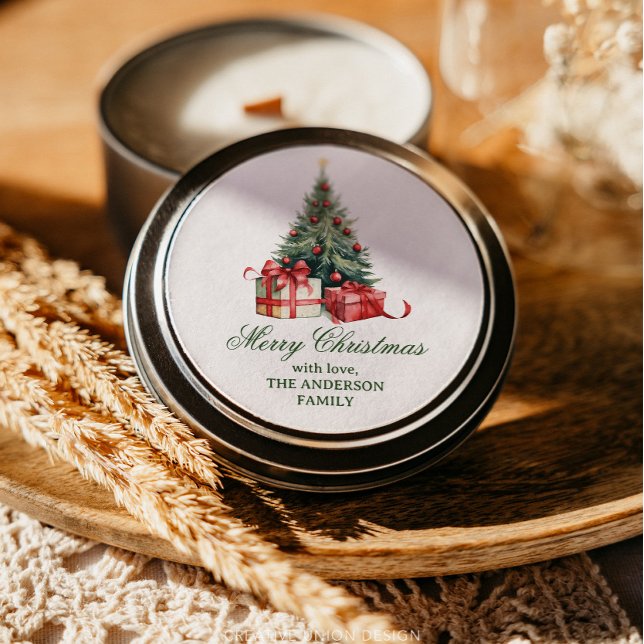 Adesivo Script Elegante de Árvore de Natal de Aquarela (Criador carregado)