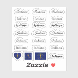 Adesivo Script Elegante Indiana & Indiana Flag /name Set