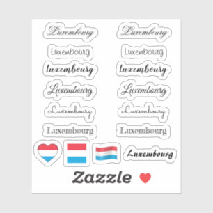 Adesivo Script elegante Luxembourg & Flag /name Set 