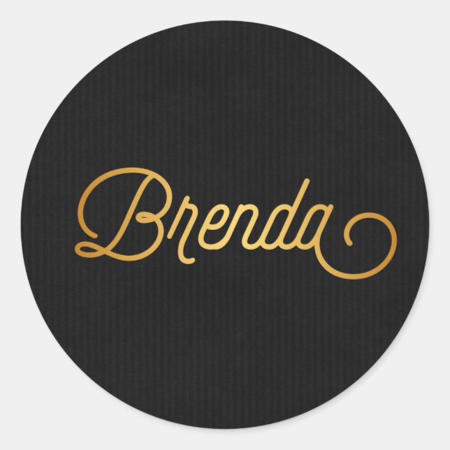 Adesivo Script Elegante Personalizado Brenda Dourada Preto (Frente)