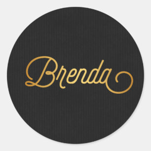 Adesivo Script Elegante Personalizado Brenda Dourado Preto
