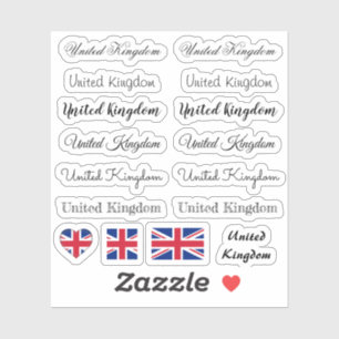 Adesivo Script Elegante Reino Unido/Nome da bandeira brit