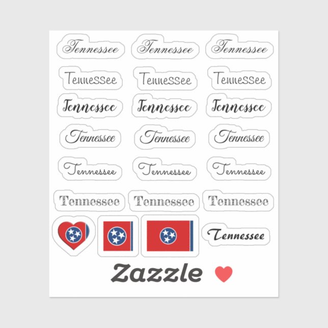 Adesivo Script Elegante Tennessee & Flag USA /name Set (Folha)