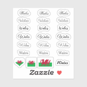 Adesivo Script elegante Wales & Welsh Flag/name Set