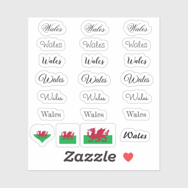 Adesivo Script elegante Wales & Welsh Flag/name Set (Folha)