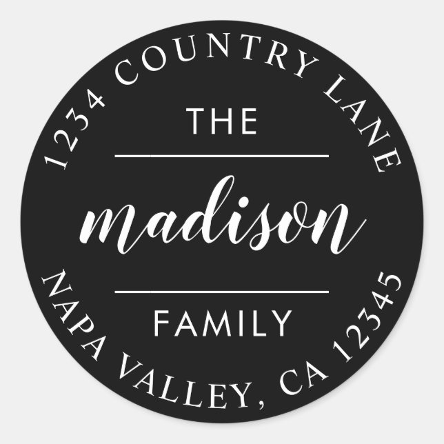 Adesivo Script em círculo preto Crie seu próprio endereço  (Frente)