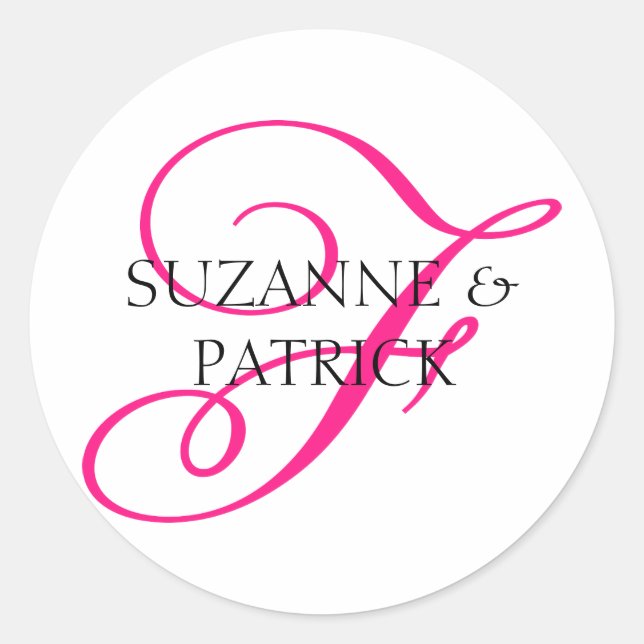 Adesivo Script F Monogramas (Rosa Quente / Preto) (Frente)