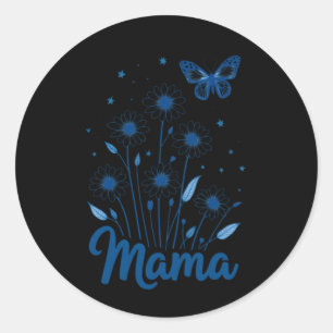 Adesivo Script Floral Mama com Borboleta Azul