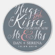 Script Font New Mr e Sra. Wedding Favor Sticker