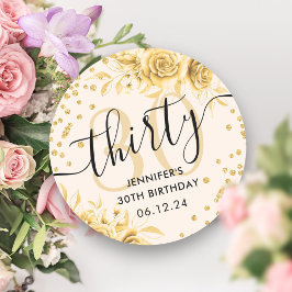 Adesivo Script Glam Dourado Floral Glitter aniversário de 
