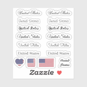 Adesivo Script legante Conjunto de nomes EUA & Flag USA
