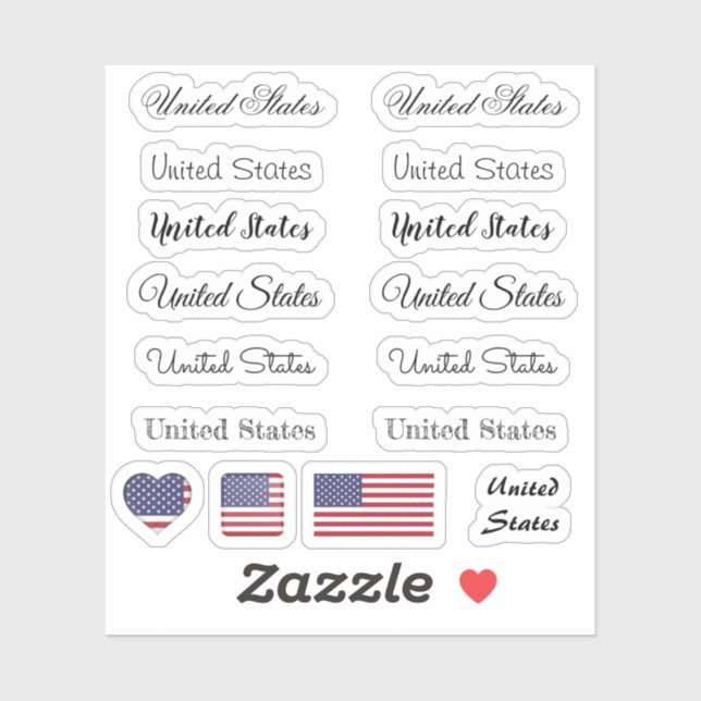 Adesivo Script legante Nome EUA & Flag USA Conjunto (Folha)
